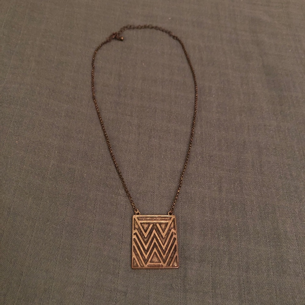 Geometric Bronze Pendant Necklace